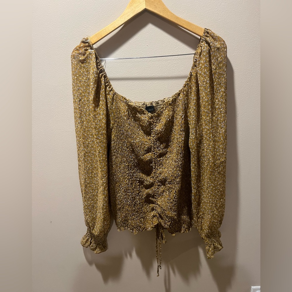 Zenobia Mustard Floral Blouse